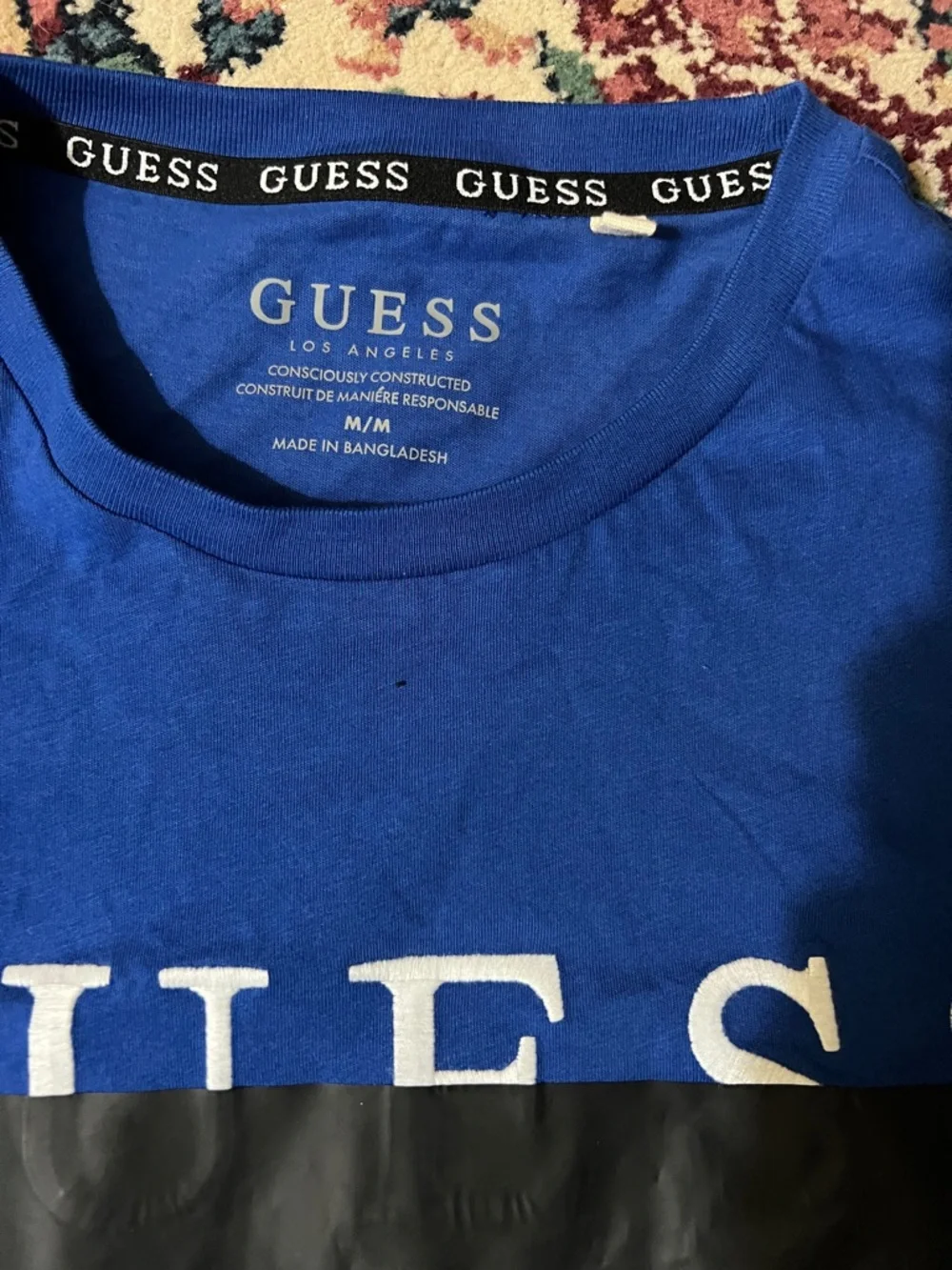 GUESS Men’s Royal Blue Logo Tee with Black Accent - Picture 2 of 4
